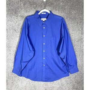 Joseph &‎ Feiss 80s 2 Ply Non Iron Cotton Dress Shirt Mens Size 17.5 34/35 Blue